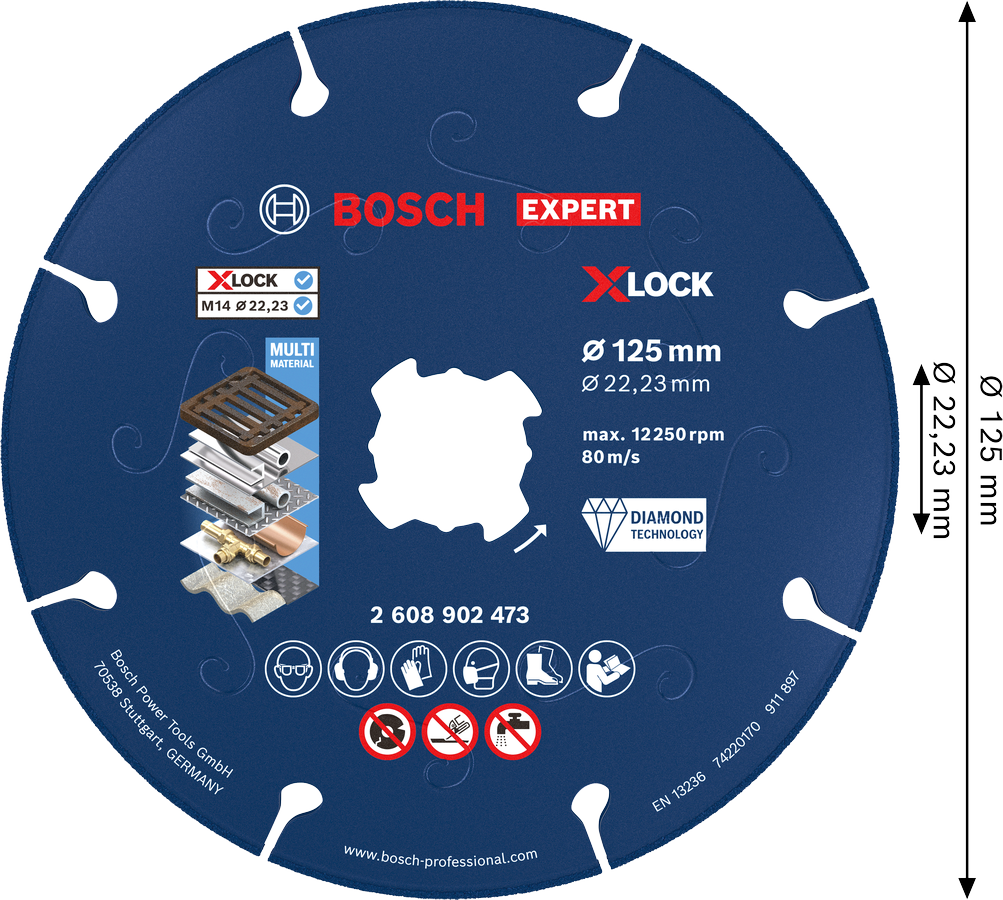 Diamantový řezný kotouč Bosch EXPERT na kov X-LOCK 125 mm.